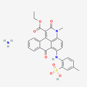 molecular formula C27H25N3O7S B14494610 Ammonium 1-ethyl 2,7-dihydro-3-methyl-6-((4-methyl-2-sulphonatophenyl)amino)-2,7-dioxo-3H-dibenz(f,ij)isoquinoline-1-carboxylate CAS No. 63149-14-4