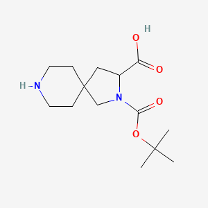 molecular formula C14H24N2O4 B1449463 2-[(tert-Butoxy)carbonyl]-2,8-diazaspiro[4.5]decane-3-carboxylic acid CAS No. 1822523-41-0