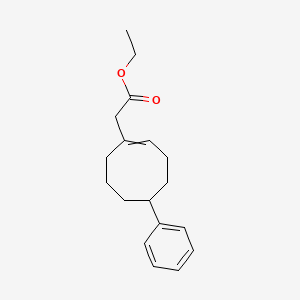 molecular formula C18H24O2 B14494763 Ethyl (5-phenylcyclooct-1-en-1-yl)acetate CAS No. 63166-00-7
