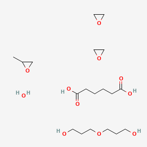 molecular formula C19H40O11 B14494954 Hexanedioic acid;3-(3-hydroxypropoxy)propan-1-ol;2-methyloxirane;oxirane;hydrate CAS No. 63549-52-0