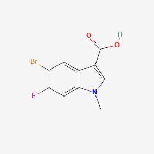 molecular formula C10H7BrFNO2 B1449533 5-溴-6-氟-1-甲基-1H-吲哚-3-羧酸 CAS No. 1781354-77-5