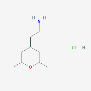 molecular formula C9H20ClNO B1449546 2-(2,6-Dimethyloxan-4-yl)ethan-1-amine hydrochloride CAS No. 1803585-94-5