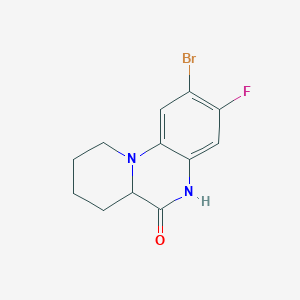 molecular formula C12H12BrFN2O B1449547 2-bromo-3-fluoro-5H,6H,6aH,7H,8H,9H,10H-pyrido[1,2-a]quinoxalin-6-one CAS No. 1706965-60-7