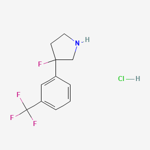 molecular formula C11H12ClF4N B1449553 3-Fluoro-3-[3-(trifluoromethyl)phenyl]pyrrolidine hydrochloride CAS No. 1803600-36-3