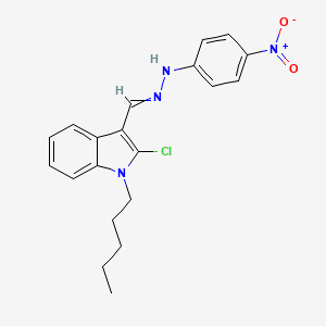 molecular formula C20H21ClN4O2 B14495567 N-[(2-chloro-1-pentylindol-3-yl)methylideneamino]-4-nitroaniline CAS No. 64209-23-0