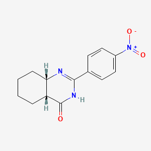 molecular formula C14H15N3O3 B14495615 (4aR,8aS)-2-(4-Nitrophenyl)-4a,5,6,7,8,8a-hexahydroquinazolin-4(3H)-one CAS No. 64127-82-8