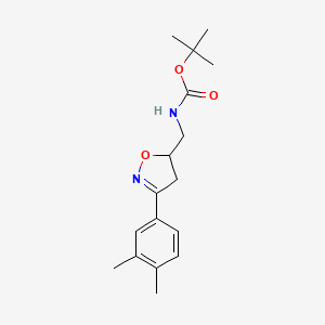 molecular formula C17H24N2O3 B1449565 tert-butyl N-{[3-(3,4-dimethylphenyl)-4,5-dihydro-1,2-oxazol-5-yl]methyl}carbamate CAS No. 1803612-22-7