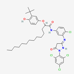 molecular formula C39H48Cl4N4O4 B1449601 2-(3-tert-Butyl-4-hydroxyphenoxy)-N-(4-chloro-3-((4,5-dihydro-5-oxo-1-(2,4,6-trichlorophenyl)-1H-pyrazol-3-yl)amino)phenyl)myristamide CAS No. 61354-99-2