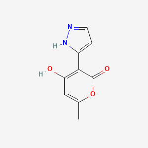 molecular formula C9H8N2O3 B1449613 4-羟基-6-甲基-3-(1H-吡唑-3-基)-2H-吡喃-2-酮 CAS No. 64932-34-9