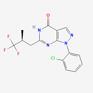 molecular formula C15H12ClF3N4O B1449620 1-(2-Chlorophenyl)-6-[(2S)-3,3,3-trifluoro-2-methylpropyl]-5H-pyrazolo[3,4-d]pyrimidin-4-one CAS No. 794568-91-5
