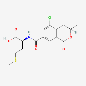 molecular formula C16H18ClNO5S B14496324 L-Methionine, N-((5-chloro-3,4-dihydro-3-methyl-1-oxo-1H-2-benzopyran-7-yl)carbonyl)- CAS No. 64398-33-0