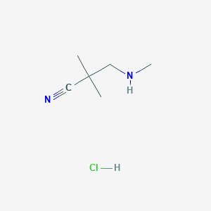 molecular formula C6H13ClN2 B1449638 2,2-Dimethyl-3-(methylamino)propanenitrile hydrochloride CAS No. 16011-89-5