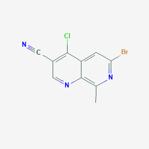molecular formula C10H5BrClN3 B1449640 6-Bromo-4-chloro-8-methyl-1,7-naphthyridine-3-carbonitrile CAS No. 1594722-77-6