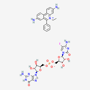 molecular formula C40H43IN11O12P B14496414 Ethidium-5-iodocytidylyl(3'-5')guanosine CAS No. 64822-98-6