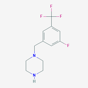 molecular formula C12H14F4N2 B1449643 1-{[3-Fluoro-5-(trifluoromethyl)phenyl]methyl}piperazine CAS No. 1545452-71-8