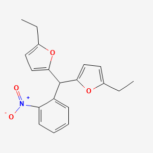 molecular formula C19H19NO4 B14496512 2,2'-[(2-Nitrophenyl)methylene]bis(5-ethylfuran) CAS No. 65119-14-4