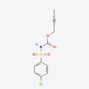 molecular formula C11H10ClNO4S B14497000 But-2-yn-1-yl (4-chlorobenzene-1-sulfonyl)carbamate CAS No. 63924-48-1