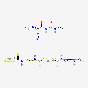 molecular formula C15H22MnN8O3S8Zn B14497295 Cymoxanil-mancozeb mixt. CAS No. 63665-25-8