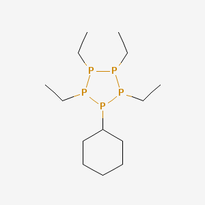 molecular formula C14H31P5 B14497309 Cyclohexyl(tetraethyl)pentaphospholane CAS No. 63830-62-6