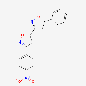 molecular formula C18H15N3O4 B14497320 3'-(4-Nitrophenyl)-5-phenyl-4,4',5,5'-tetrahydro-3,5'-bi-1,2-oxazole CAS No. 63323-03-5