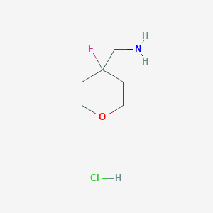 molecular formula C6H13ClFNO B1449742 (4-Fluorotetrahydro-2H-pyran-4-yl)methanamine hydrochloride CAS No. 1263180-53-5
