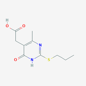 molecular formula C10H14N2O3S B1449753 (4-Hydroxy-6-methyl-2-propylsulfanyl-pyrimidin-5-yl)-acetic acid CAS No. 406189-83-1