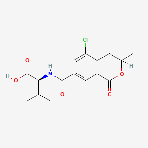 molecular formula C16H18ClNO5 B14497552 L-Valine, N-((5-chloro-3,4-dihydro-3-methyl-1-oxo-1H-2-benzopyran-7-yl)carbonyl)- CAS No. 64398-35-2
