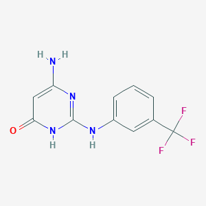 molecular formula C11H9F3N4O B1449757 6-amino-2-{[3-(trifluoromethyl)phenyl]amino}pyrimidin-4(3H)-one CAS No. 123375-89-3