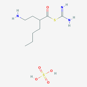 molecular formula C9H21N3O5S2 B14497713 Hexanoyl-2-(2-aminoethyl)-isothiouronium sulfate CAS No. 63679-92-5
