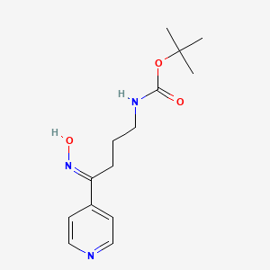 molecular formula C14H21N3O3 B1449791 tert-Butyl N-[(4E)-4-(hydroxyimino)-4-(pyridin-4-yl)butyl]carbamate CAS No. 952182-13-7