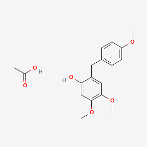 molecular formula C18H22O6 B14498035 Acetic acid;4,5-dimethoxy-2-[(4-methoxyphenyl)methyl]phenol CAS No. 63194-76-3