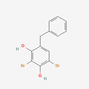 molecular formula C13H10Br2O2 B14498303 2,6-Dibromo-4-benzylresorcinol CAS No. 63992-59-6