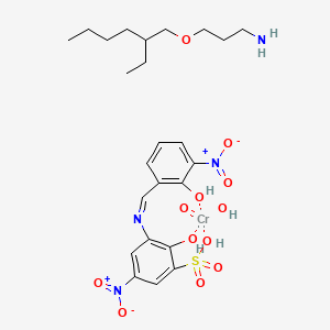 Hydrogen hydroxy[2-hydroxy-3-[(2-hydroxy-3-nitrobenzylidene)amino]-5-nitrobenzenesulfonato(3-)]chromate(1-) 3-((2-ethylhexyl)oxy)-1-propanamine