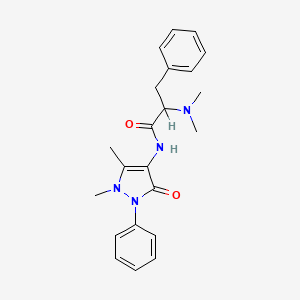 molecular formula C22H26N4O2 B14498430 Benzenepropanamide, N-(2,3-dihydro-1,5-dimethyl-3-oxo-2-phenyl-1H-pyrazol-4-yl)-alpha-(dimethylamino)-, (+-)- CAS No. 62951-81-9