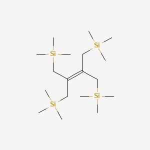 molecular formula C18H44Si4 B14498695 Silane, (2,3-bis(trimethylsilyl)methyl)-2-butene-1,4-diyl)bis(trimethyl- CAS No. 64174-59-0