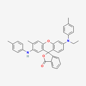 molecular formula C37H32N2O3 B14498906 Spiro[isobenzofuran-1(3H),9'-[9H]xanthen]-3-one, 6'-[ethyl(4-methylphenyl)amino]-3'-methyl-2'-[(4-methylphenyl)amino]- CAS No. 63430-57-9