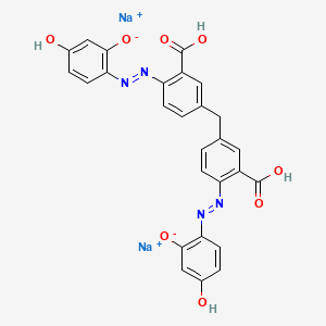molecular formula C27H18N4Na2O8 B14499053 Benzoic acid, 3,3'-methylenebis(6-((2,4-dihydroxyphenyl)azo)-, disodium salt CAS No. 63589-40-2