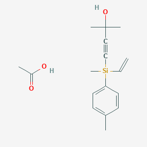 molecular formula C17H24O3Si B14499364 Acetic acid;4-[ethenyl-methyl-(4-methylphenyl)silyl]-2-methylbut-3-yn-2-ol CAS No. 63242-84-2