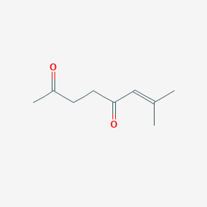 molecular formula C9H14O2 B14499425 7-Methyloct-6-ene-2,5-dione CAS No. 63297-56-3