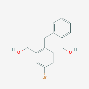 molecular formula C15H15BrO2 B14499572 Benzenemethanol, 5-bromo-2-[[2-(hydroxymethyl)phenyl]methyl]- CAS No. 64516-79-6