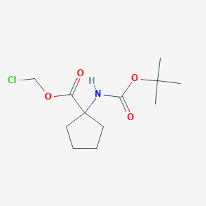 molecular formula C12H20ClNO4 B1449977 Chloromethyl 1-((tert-butoxycarbonyl)amino)cyclopentanecarboxylate CAS No. 154741-32-9