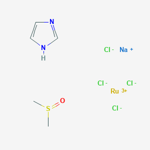 molecular formula C5H10Cl4N2NaORuS B144999 Dimethylsulfoxideimidazoletetrachlororuthenate(III) CAS No. 135908-84-8