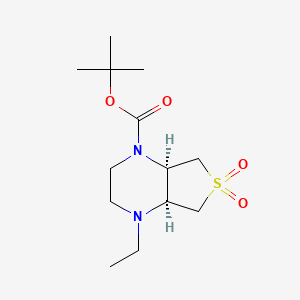 molecular formula C13H24N2O4S B1450026 tert-butyl (4aS,7aR)-4-ethylhexahydrothieno[3,4-b]pyrazine-1(2H)-carboxylate 6,6-dioxide CAS No. 2173052-30-5