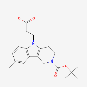 molecular formula C21H28N2O4 B1450030 tert-butyl 5-(3-methoxy-3-oxopropyl)-8-methyl-1,3,4,5-tetrahydro-2H-pyrido[4,3-b]indole-2-carboxylate CAS No. 2096986-00-2