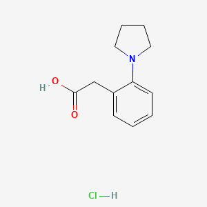 molecular formula C12H16ClNO2 B1450031 2-[2-(Pyrrolidin-1-yl)phenyl]acetic acid hydrochloride CAS No. 2172496-29-4