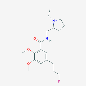 molecular formula C19H29FN2O3 B145006 N-((1-Ethyl-2-pyrrolidinyl)methyl)-5-(3-fluoropropyl)-2,3-dimethoxybenzamide CAS No. 126247-33-4