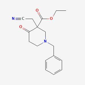 molecular formula C17H20N2O3 B1450086 Ethyl 1-benzyl-3-(cyanomethyl)-4-oxopiperidine-3-carboxylate CAS No. 1334414-48-0