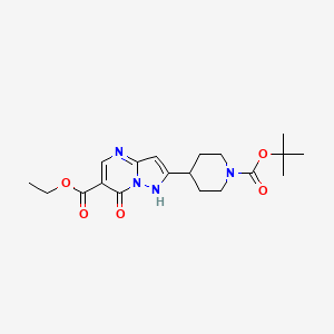 molecular formula C19H26N4O5 B1450094 Ethyl 2-(1-(tert-butoxycarbonyl)piperidin-4-yl)-7-hydroxypyrazolo[1,5-a]pyrimidine-6-carboxylate CAS No. 1356338-36-7