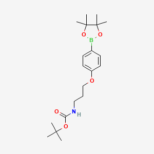 molecular formula C20H32BNO5 B1450108 {3-[4-(4,4,5,5-Tetramethyl-[1,3,2]dioxaborolan-2-yl)-phenoxy]-propyl}-carbamic acid tert-butyl ester CAS No. 1201790-19-3