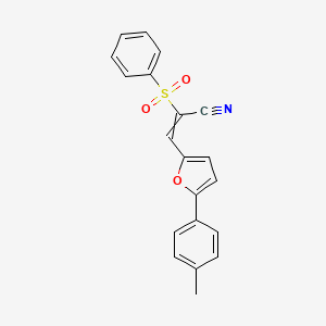 molecular formula C20H15NO3S B14501400 2-(Benzenesulfonyl)-3-[5-(4-methylphenyl)furan-2-yl]prop-2-enenitrile CAS No. 64251-69-0